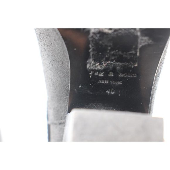 Rag & Bone Harrow Women's EU 40 Ankle Bootie Boot Block Heel Waxed Black Suede - Picture 3 of 10